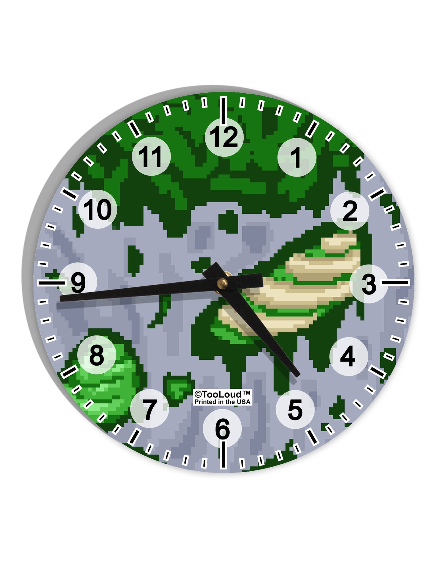 Pixel Zombie Costume Green 10 InchRound Wall Clock with Numbers All Over Print-Wall Clock-TooLoud-White-Davson Sales