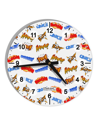 Onomatopoeia All Over Print 10 InchRound Wall Clock with Numbers All Over Print-Wall Clock-TooLoud-White-Davson Sales