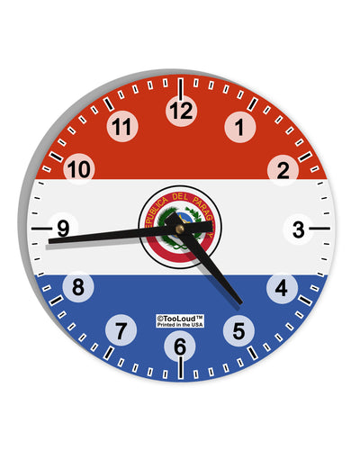 Paraguay Flag AOP 10 InchRound Wall Clock with Numbers All Over Print-Wall Clock-TooLoud-White-Davson Sales