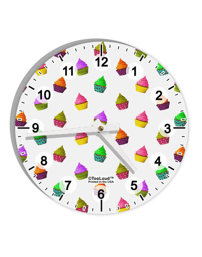 Real Cupcakes AOP 10 InchRound Wall Clock with Numbers All Over Print-Wall Clock-TooLoud-White-Davson Sales