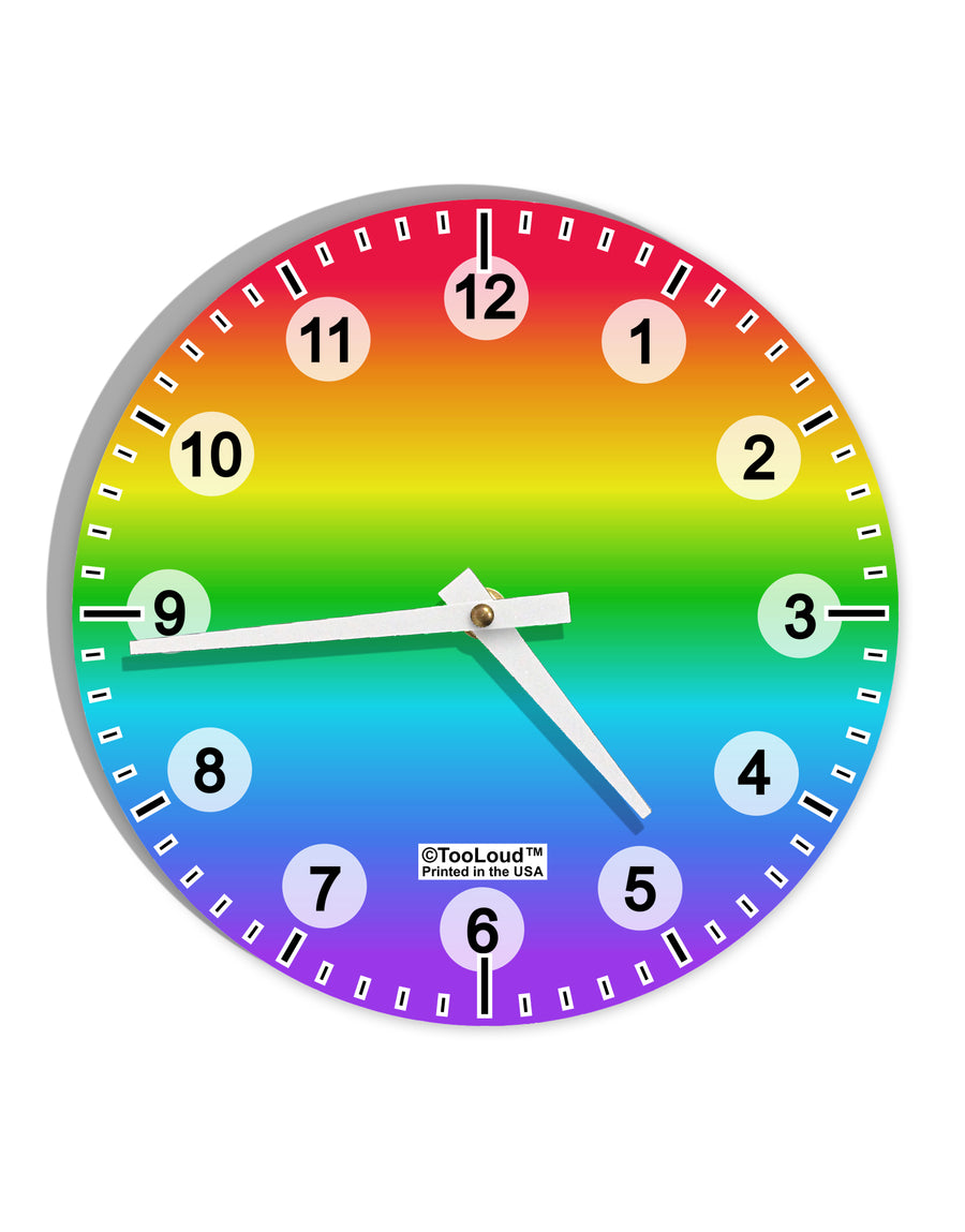 Horizontal Rainbow Gradient 10 InchRound Wall Clock with Numbers All Over Print by TooLoud-Wall Clock-TooLoud-White-Davson Sales