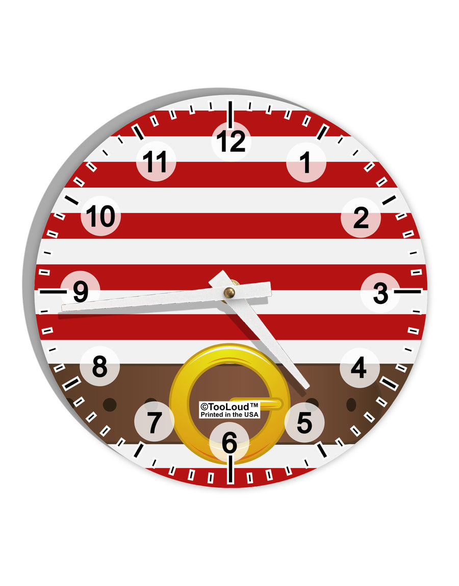 Pirate Crew Costume - Red 10 InchRound Wall Clock with Numbers All Over Print-Wall Clock-TooLoud-White-Davson Sales