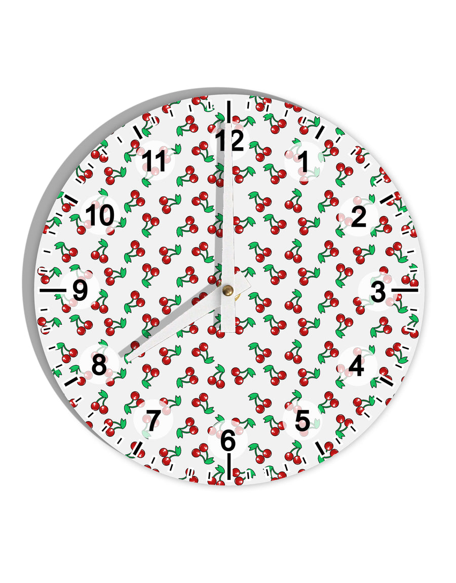 Cherries Everywhere 10 InchRound Wall Clock with Numbers by TooLoud-Wall Clock-TooLoud-White-Davson Sales