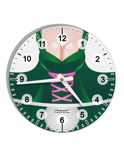 Sexy Dirndl Costume Green 10 InchRound Wall Clock with Numbers All Over Print by TooLoud-Wall Clock-TooLoud-White-Davson Sales