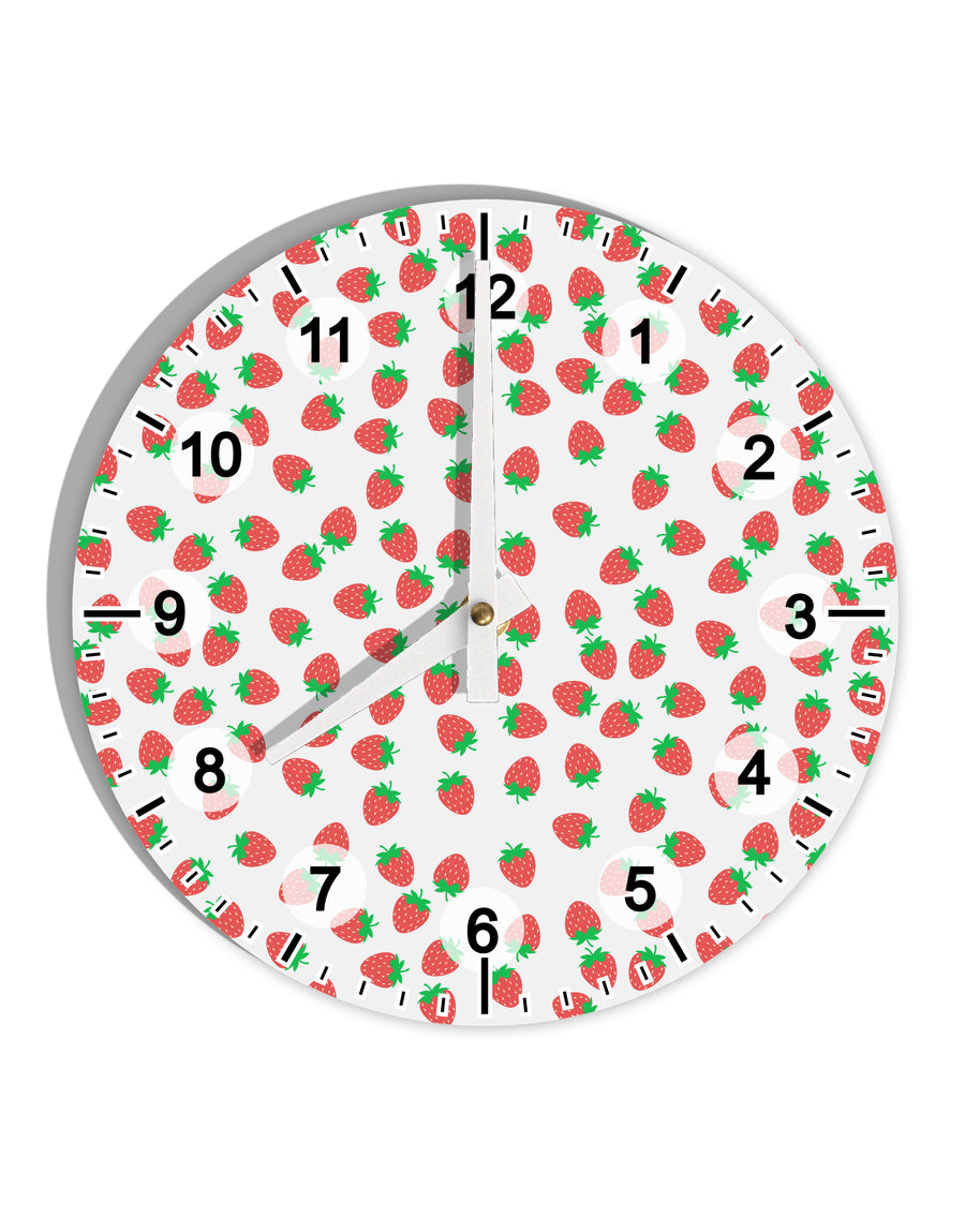 Strawberries Everywhere 10 InchRound Wall Clock with Numbers by TooLoud-Wall Clock-TooLoud-White-Davson Sales