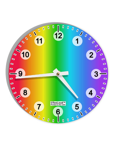 Vertical Rainbow Gradient 10 InchRound Wall Clock with Numbers All Over Print by TooLoud-Wall Clock-TooLoud-White-Davson Sales