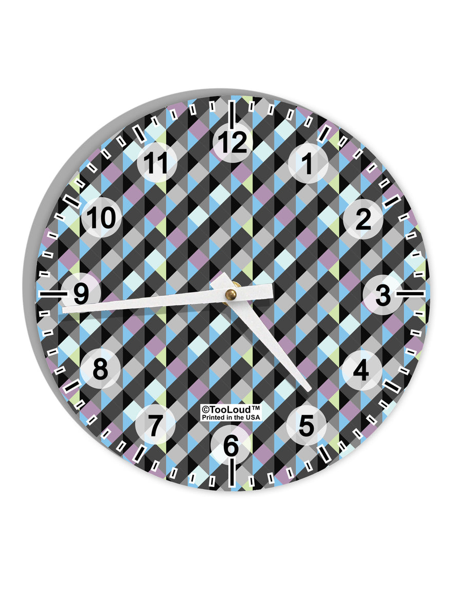 Plaid Pattern AOP 10 InchRound Wall Clock with Numbers All Over Print-Wall Clock-TooLoud-White-Davson Sales