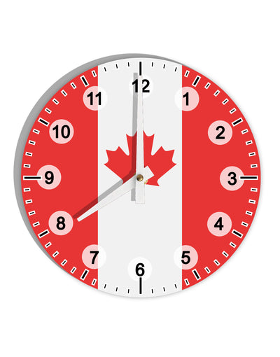 Canadian Flag All Over 10 InchRound Wall Clock with Numbers All Over Print by TooLoud-Wall Clock-TooLoud-White-Davson Sales