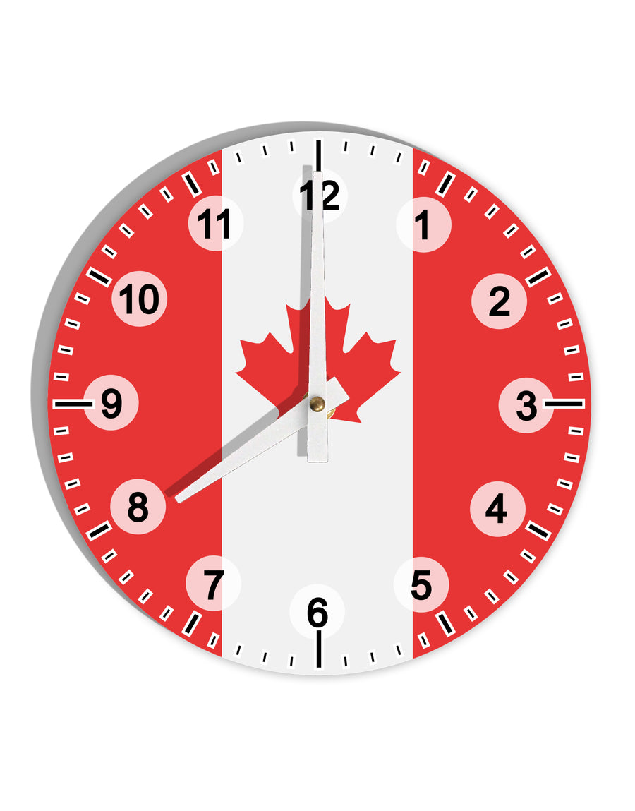 Canadian Flag All Over 10 InchRound Wall Clock with Numbers All Over Print by TooLoud-Wall Clock-TooLoud-White-Davson Sales