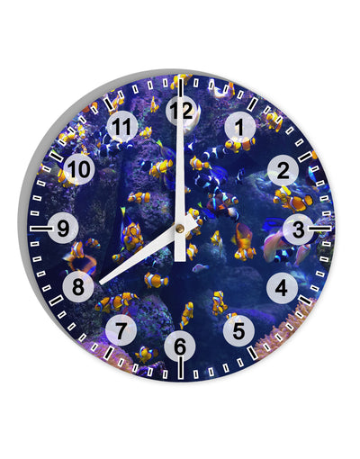 Underwater Ocean View Clownfish 10 InchRound Wall Clock with Numbers All Over Print-Wall Clock-TooLoud-White-Davson Sales