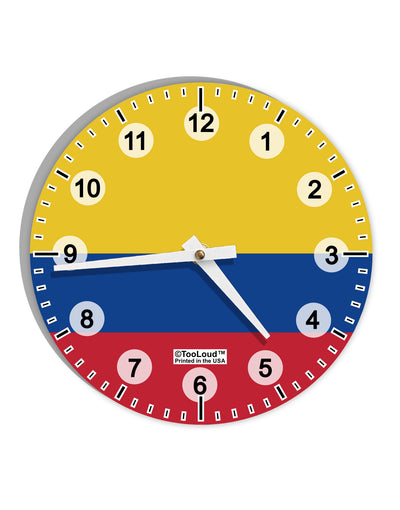 Colombia Flag AOP 10 InchRound Wall Clock with Numbers All Over Print-Wall Clock-TooLoud-White-Davson Sales