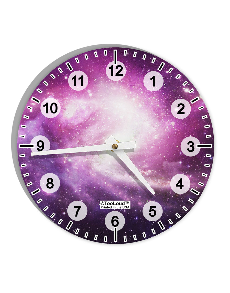 Purple Galaxy AOP 10 InchRound Wall Clock with Numbers All Over Print-Wall Clock-TooLoud-White-Davson Sales