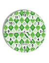 St Patrick's Day Green Shamrock Argyle 10 InchRound Wall Clock with Numbers All Over Print-Wall Clock-TooLoud-White-Davson Sales