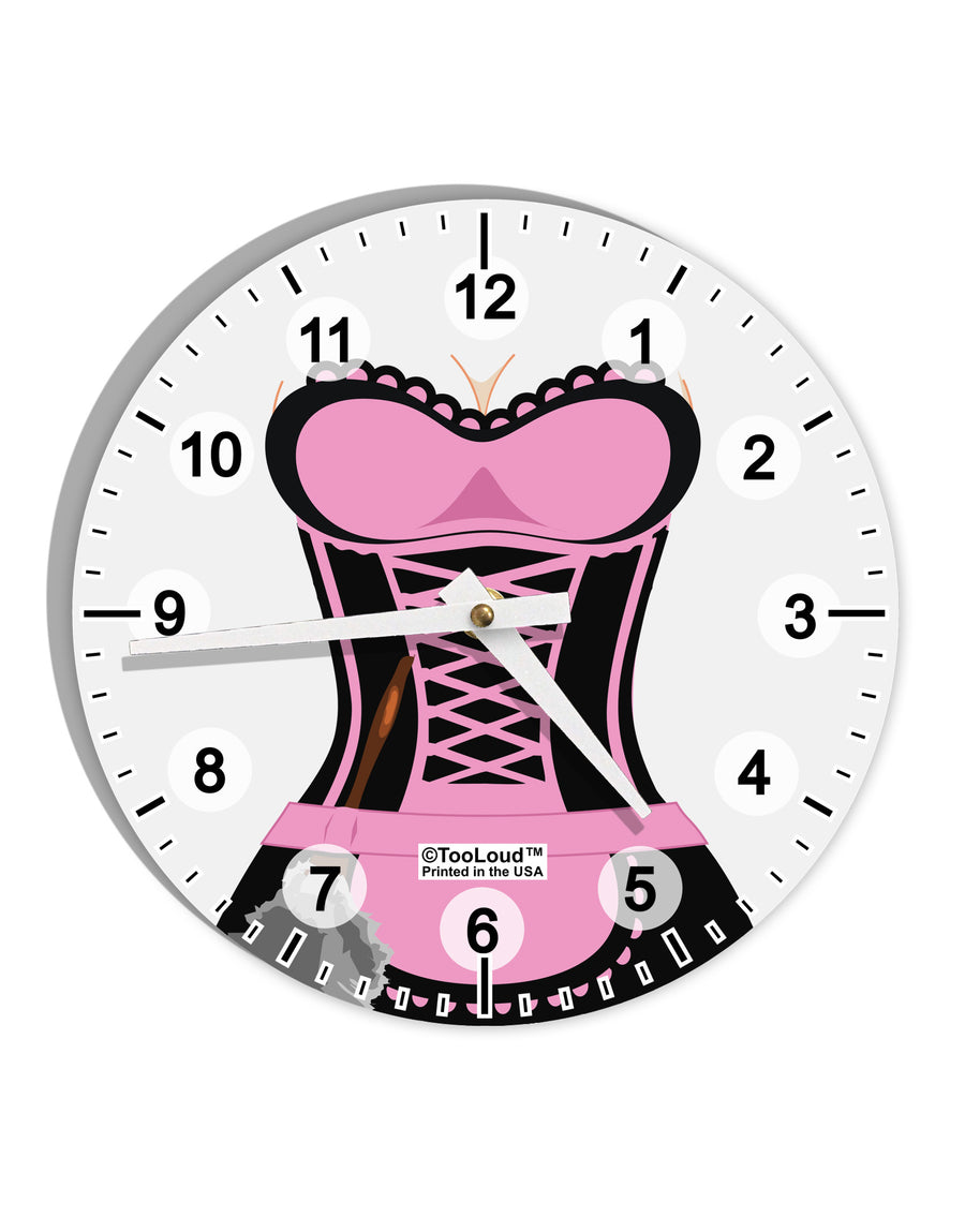 French Maid Pink AOP 10 InchRound Wall Clock with Numbers All Over Print-Wall Clock-TooLoud-White-Davson Sales