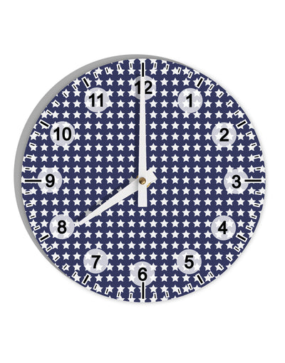 Americana Stars Pattern 10 InchRound Wall Clock with Numbers All Over Print-Wall Clock-TooLoud-White-Davson Sales