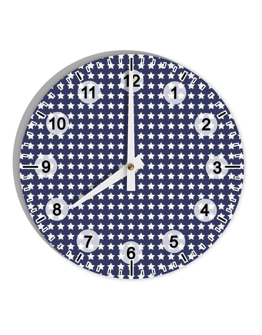 Americana Stars Pattern 10 InchRound Wall Clock with Numbers All Over Print-Wall Clock-TooLoud-White-Davson Sales