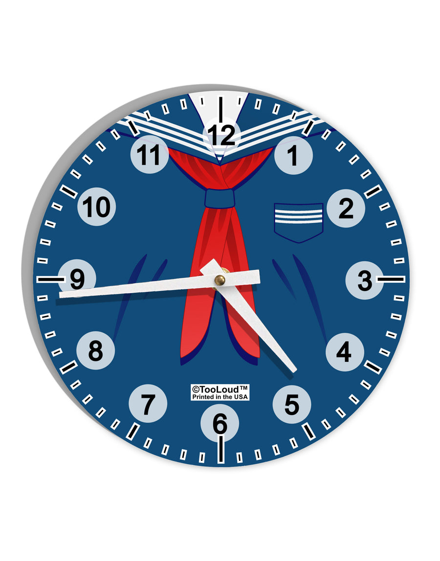 School Uniform Costume - Blue 10 InchRound Wall Clock with Numbers All Over Print-Wall Clock-TooLoud-White-Davson Sales