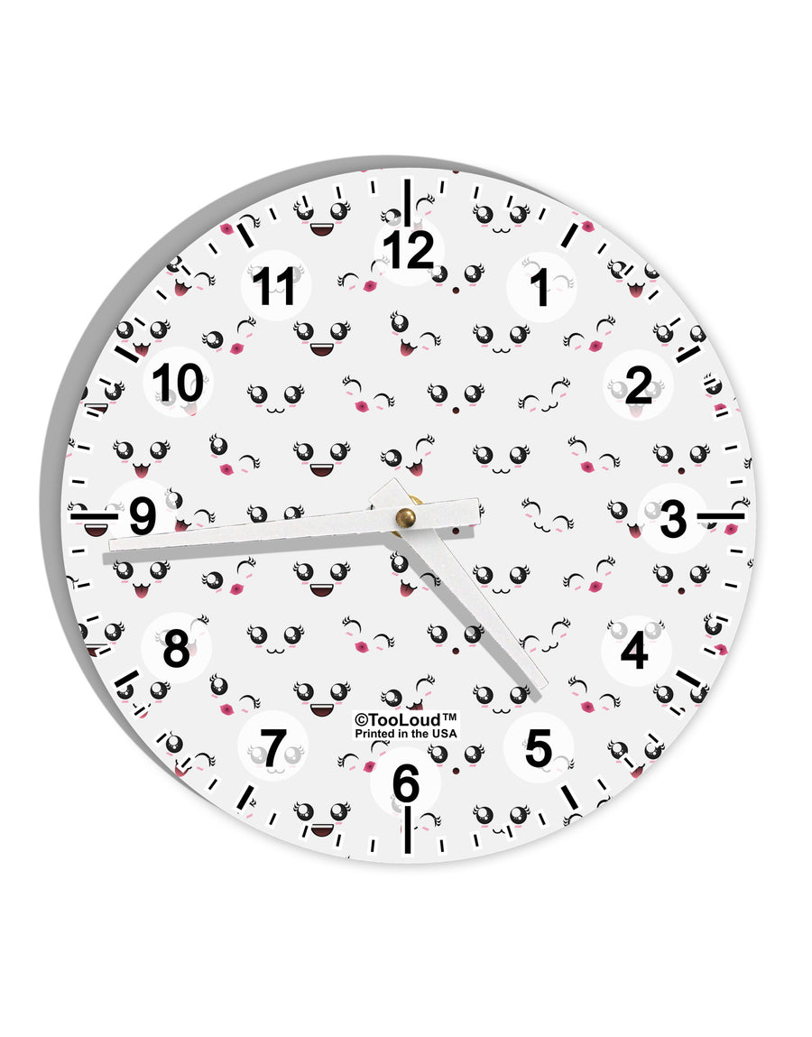 Kyu-T Faces AOP 10 InchRound Wall Clock with Numbers All Over Print by TooLoud-Wall Clock-TooLoud-White-Davson Sales