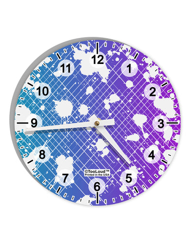 Splatter AOP - Blue Purple 10 InchRound Wall Clock with Numbers All Over Print-Wall Clock-TooLoud-White-Davson Sales