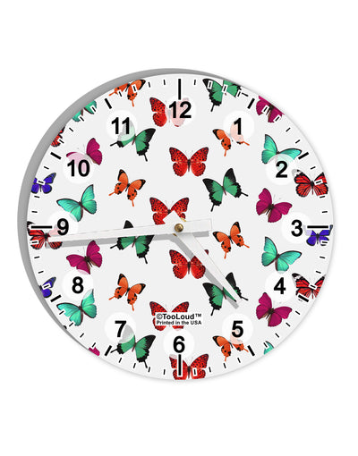 Pretty Butterflies AOP 10 InchRound Wall Clock with Numbers All Over Print-Wall Clock-TooLoud-White-Davson Sales