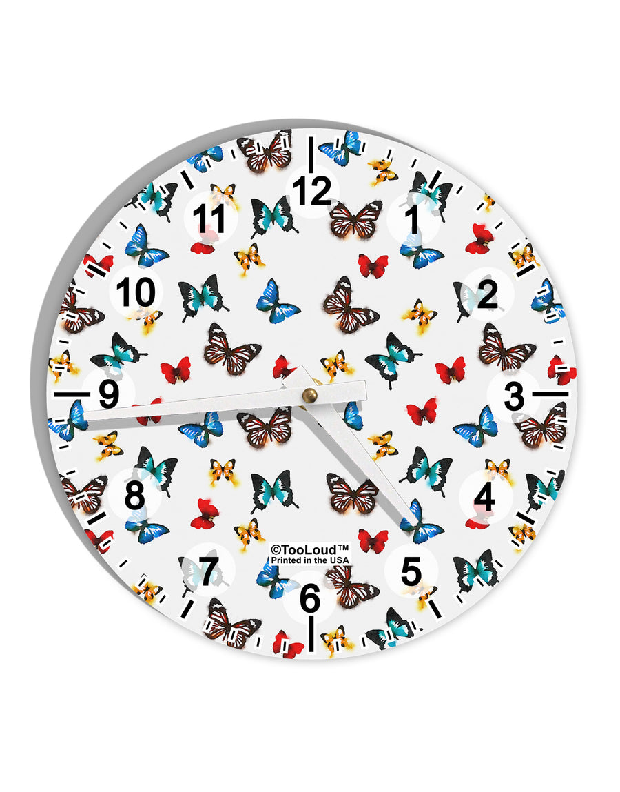 Watercolor Butterflies AOP 10 InchRound Wall Clock with Numbers All Over Print-Wall Clock-TooLoud-White-Davson Sales