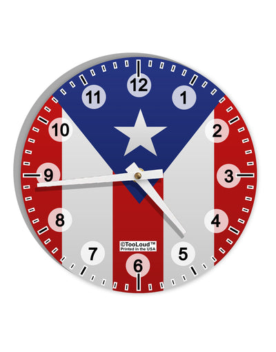 Puerto Rico Flag AOP 10 InchRound Wall Clock with Numbers All Over Print-Wall Clock-TooLoud-White-Davson Sales