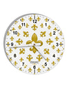 Gold Fleur De Lis AOP 10 InchRound Wall Clock with Numbers All Over Print by TooLoud-Wall Clock-TooLoud-White-Davson Sales