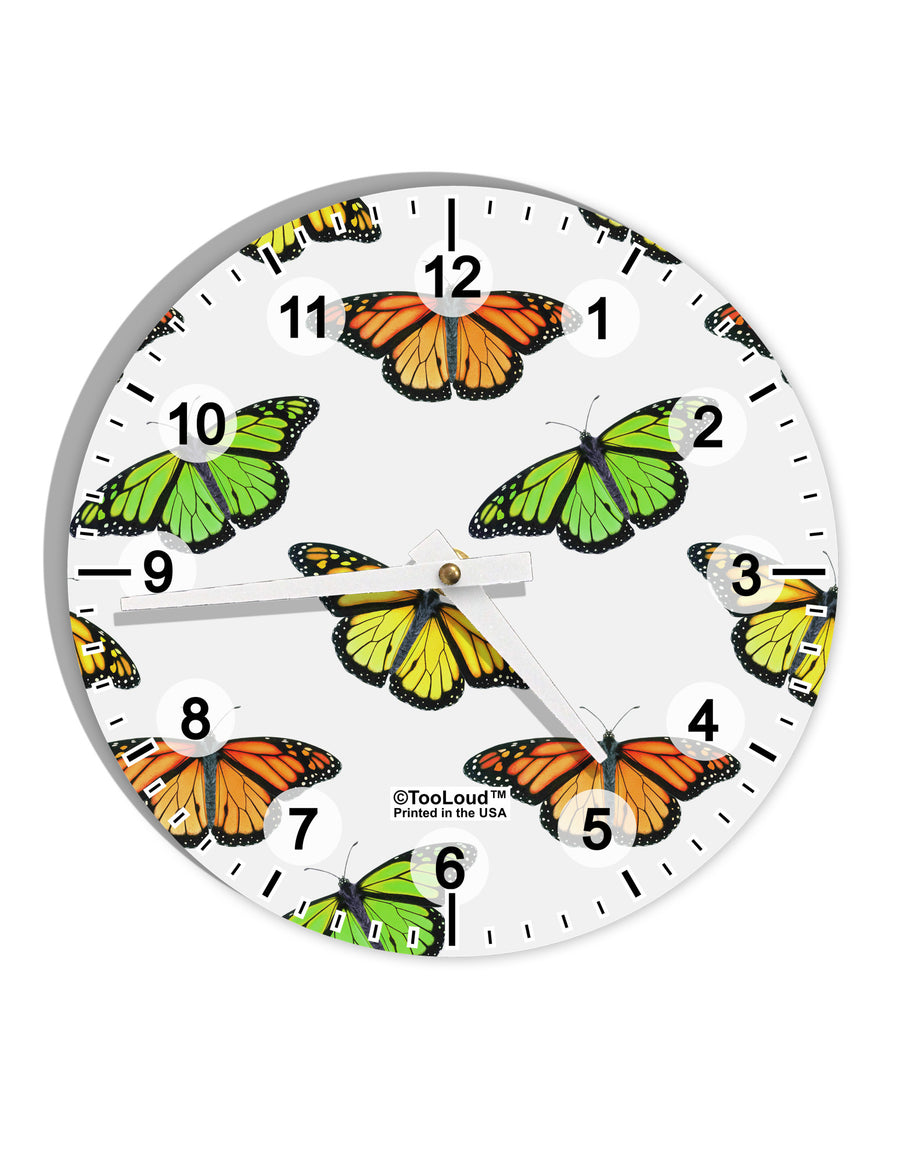 Monarch Butterflies AOP 10 InchRound Wall Clock with Numbers All Over Print-Wall Clock-TooLoud-White-Davson Sales