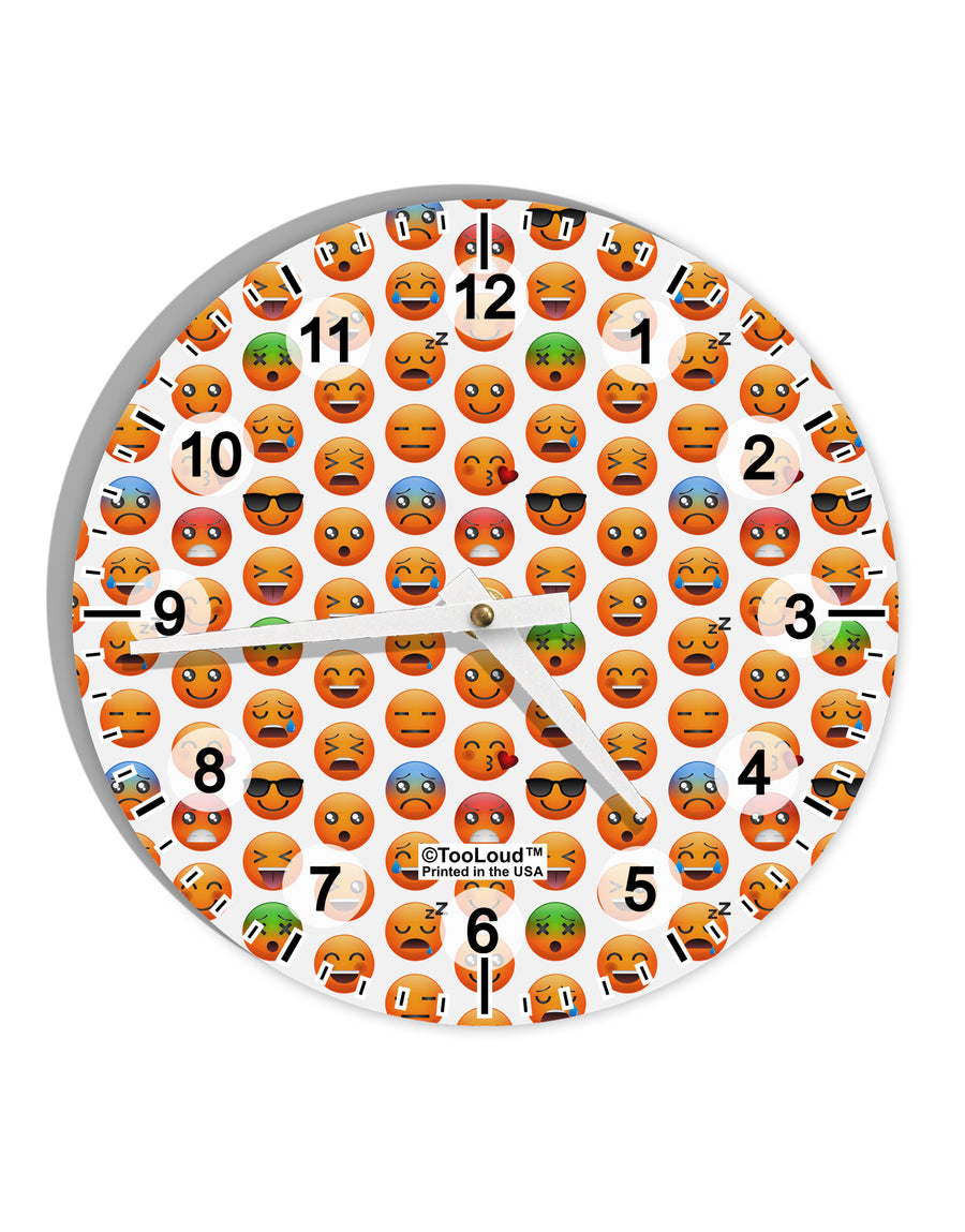 Lots Of Emojis AOP 10 InchRound Wall Clock with Numbers All Over Print-Wall Clock-TooLoud-White-Davson Sales