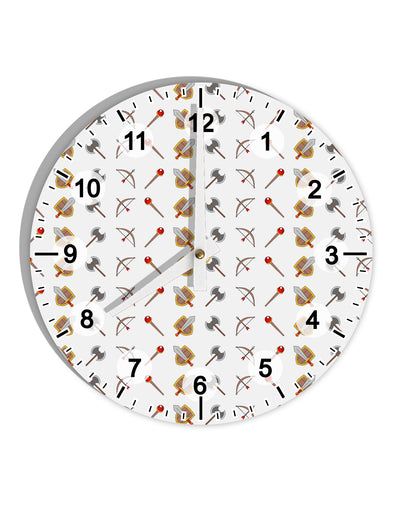 Fantasy Weapons 10 InchRound Wall Clock with Numbers by TooLoud-Wall Clock-TooLoud-White-Davson Sales