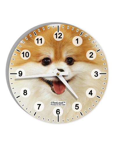 Adorable Pomeranian 1 10 InchRound Wall Clock with Numbers All Over Print-Wall Clock-TooLoud-White-Davson Sales