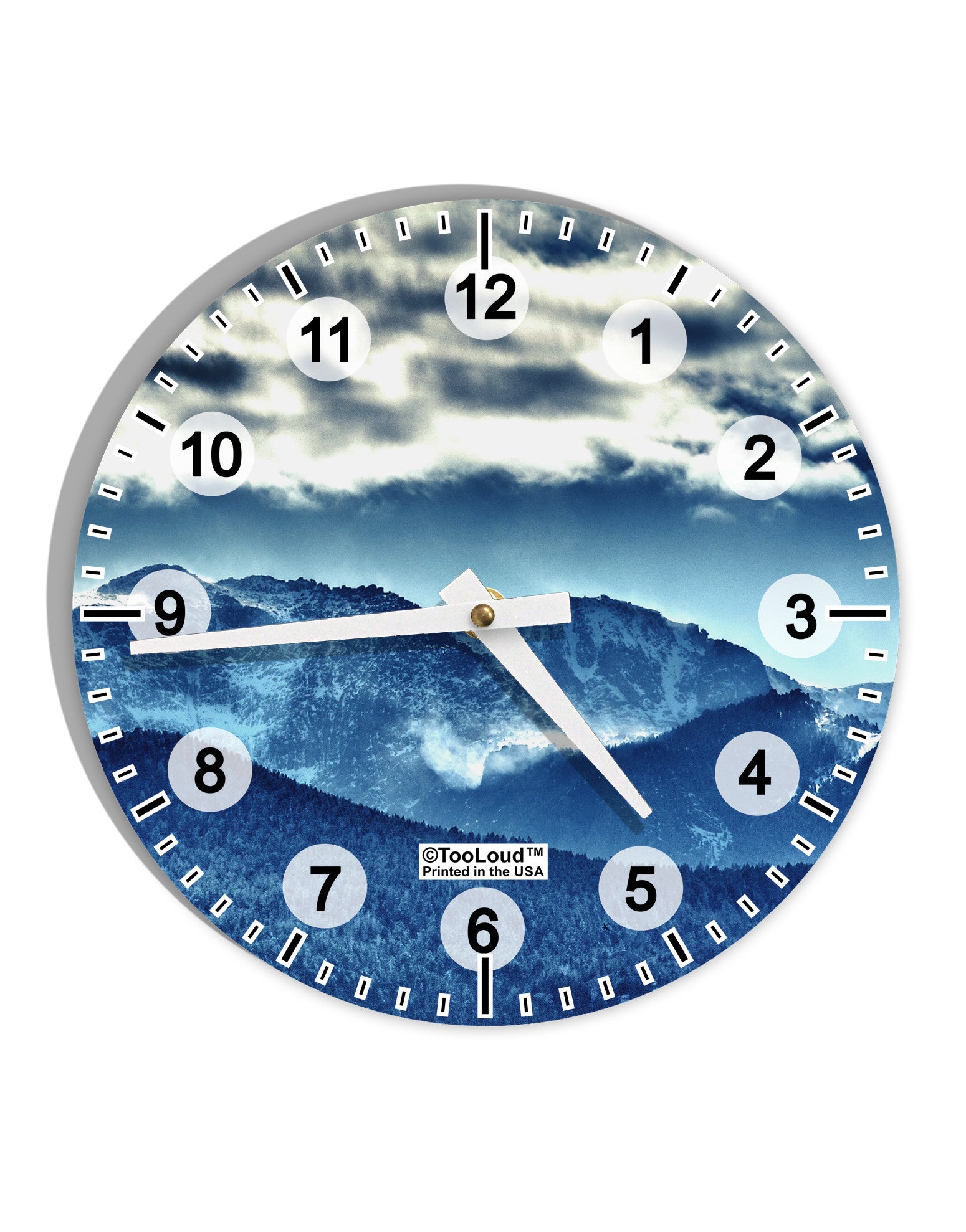 Mountain Landsscape All-Over 10 InchRound Wall Clock with Numbers All Over Print-Wall Clock-TooLoud-White-Davson Sales