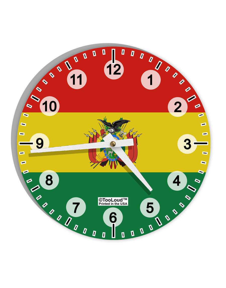 Bolivia Flag AOP 10 InchRound Wall Clock with Numbers All Over Print-Wall Clock-TooLoud-White-Davson Sales