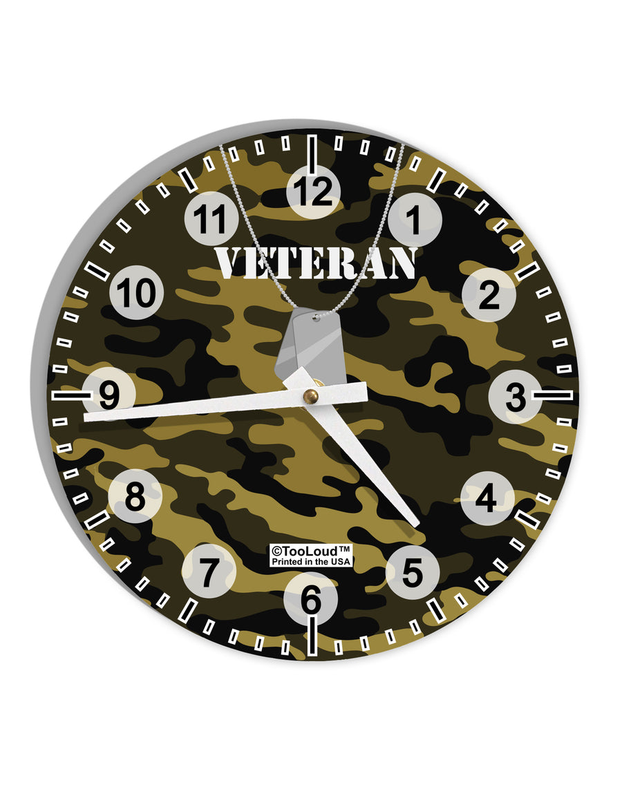 Veteran Dog Tags 10 InchRound Wall Clock with Numbers All Over Print-Wall Clock-TooLoud-White-Davson Sales