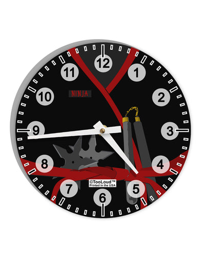 Ninja Red AOP 10 InchRound Wall Clock with Numbers All Over Print-Wall Clock-TooLoud-White-Davson Sales