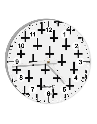 Inverted Crosses 10 InchRound Wall Clock with Numbers All Over Print-Wall Clock-TooLoud-White-Davson Sales