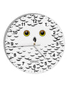 Snowy Owl Cute Animal Face 10 InchRound Wall Clock with Numbers All Over Print-Wall Clock-TooLoud-White-Davson Sales