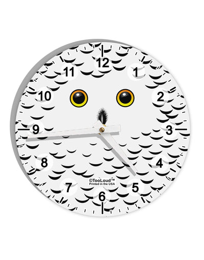 Snowy Owl Cute Animal Face 10 InchRound Wall Clock with Numbers All Over Print-Wall Clock-TooLoud-White-Davson Sales