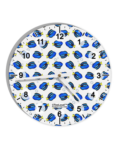 Blue Tang Fish AOP 10 InchRound Wall Clock with Numbers All Over Print-Wall Clock-TooLoud-White-Davson Sales