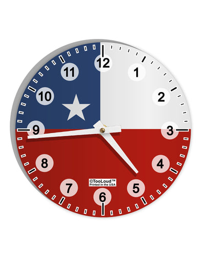 Chile Flag AOP 10 InchRound Wall Clock with Numbers All Over Print-Wall Clock-TooLoud-White-Davson Sales