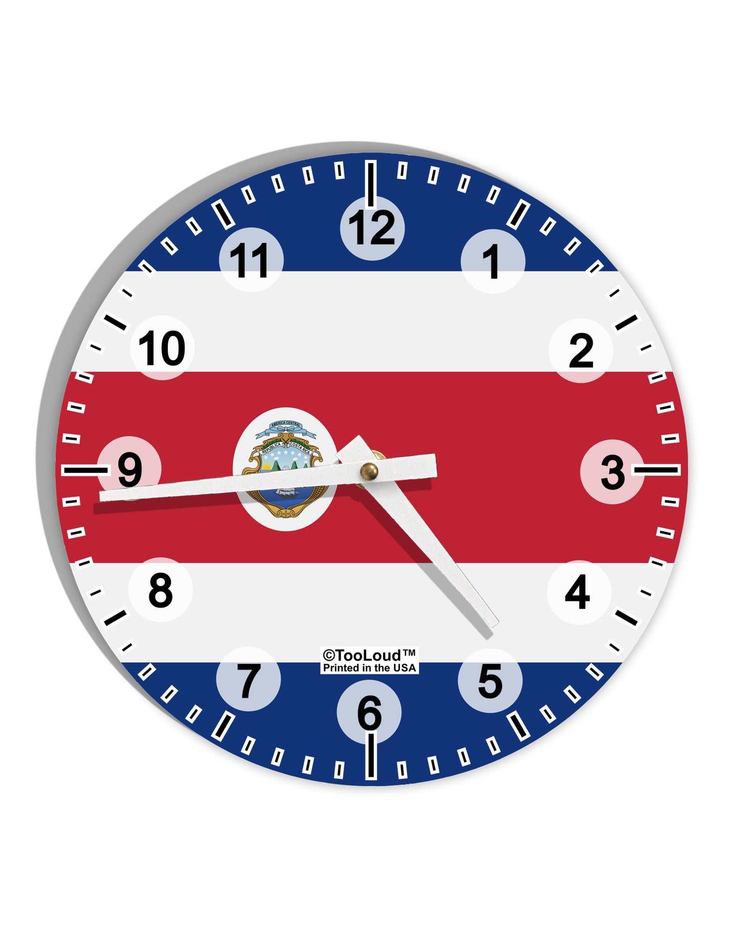 Costa Rica Flag AOP 10 InchRound Wall Clock with Numbers All Over Print-Wall Clock-TooLoud-White-Davson Sales