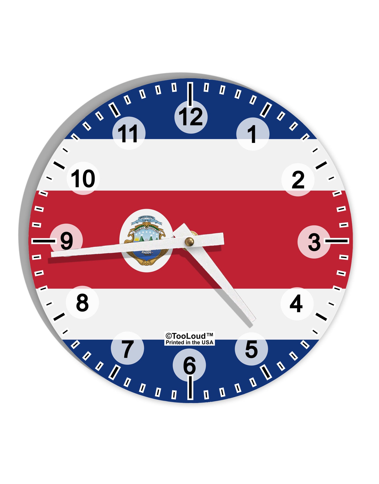 Costa Rica Flag AOP 10 InchRound Wall Clock with Numbers All Over Print-Wall Clock-TooLoud-White-Davson Sales