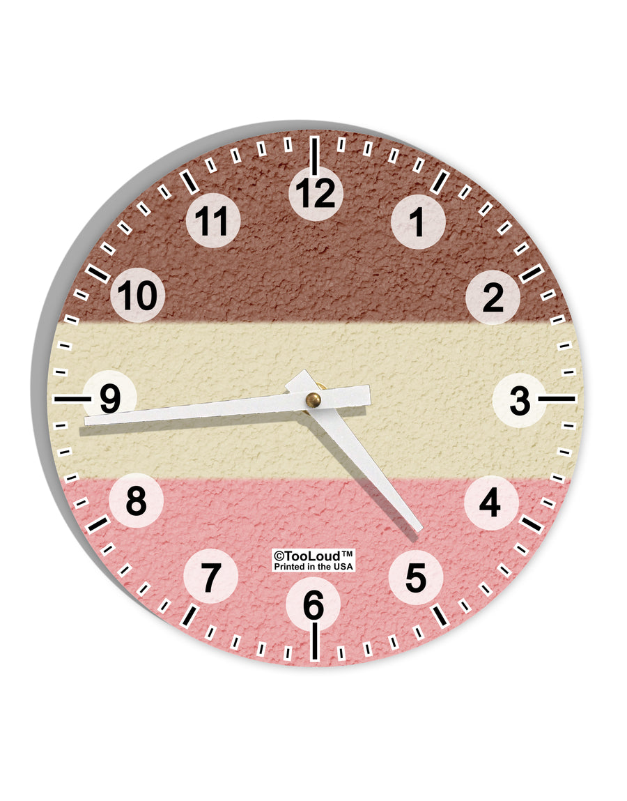 Horizontal Neapolitan Ice Cream 10 InchRound Wall Clock with Numbers All Over Print by TooLoud-Wall Clock-TooLoud-White-Davson Sales