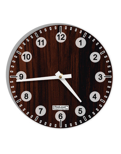 Dark Wood Look 10 InchRound Wall Clock with Numbers All Over Print by TooLoud-Wall Clock-TooLoud-White-Davson Sales