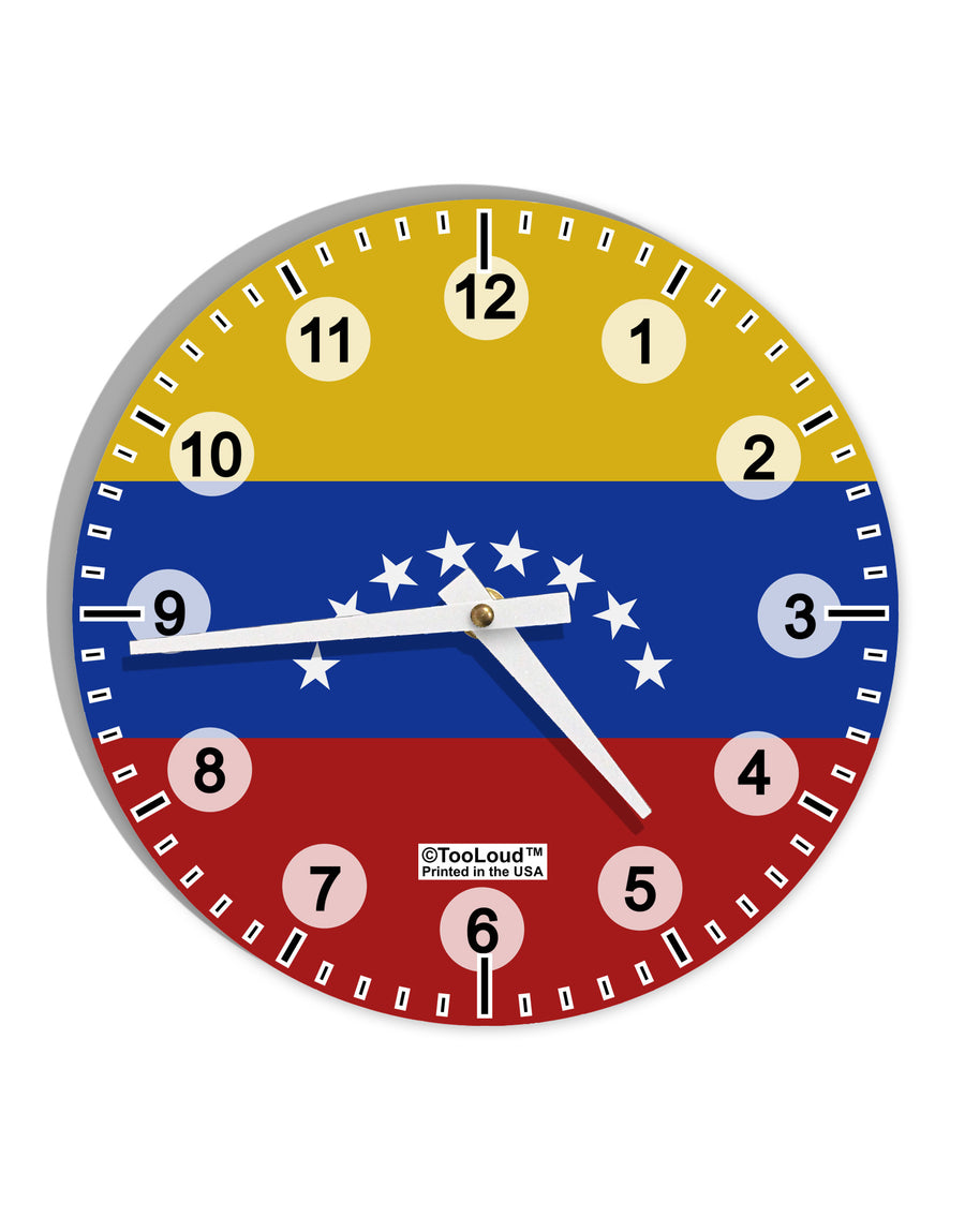 Venezuela Flag AOP 10 InchRound Wall Clock with Numbers All Over Print-Wall Clock-TooLoud-White-Davson Sales