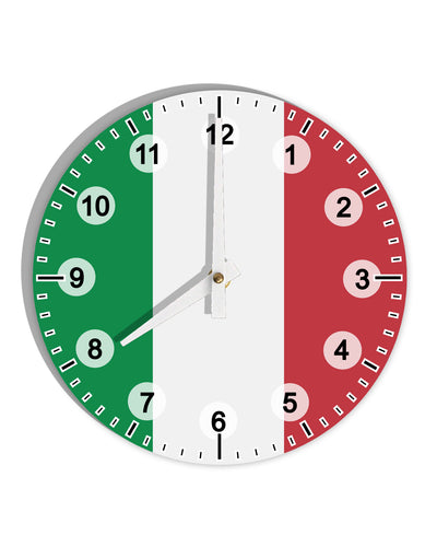 Italian Flag All Over 10 InchRound Wall Clock with Numbers All Over Print-Wall Clock-TooLoud-White-Davson Sales