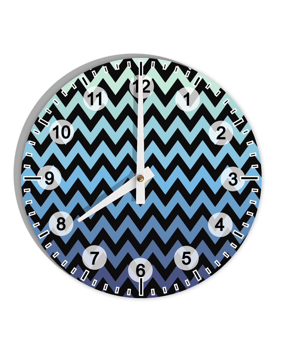 Cool Ocean Zig Zags 10 InchRound Wall Clock with Numbers All Over Print-Wall Clock-TooLoud-White-Davson Sales