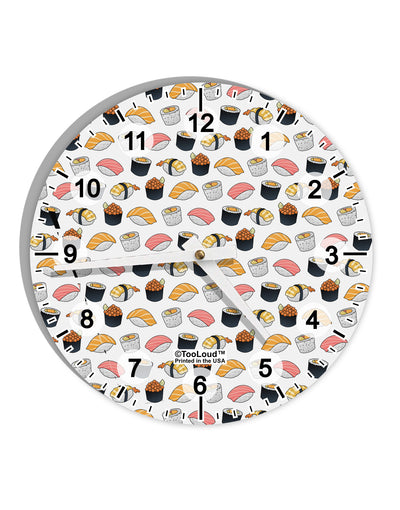 Cute Sushi AOP 10 InchRound Wall Clock with Numbers All Over Print-Wall Clock-TooLoud-White-Davson Sales