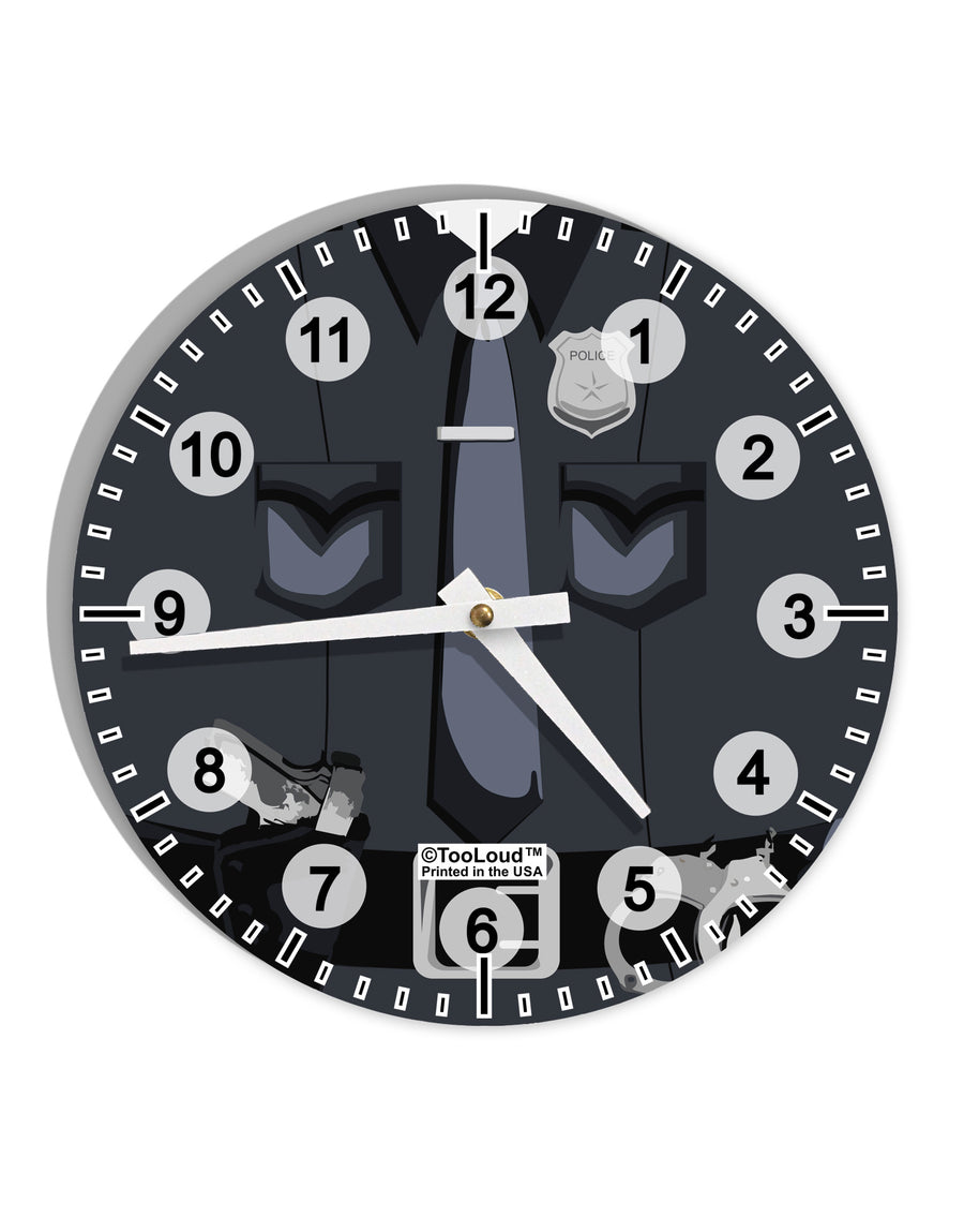 Police Costume AOP 10 InchRound Wall Clock with Numbers All Over Print-Wall Clock-TooLoud-White-Davson Sales