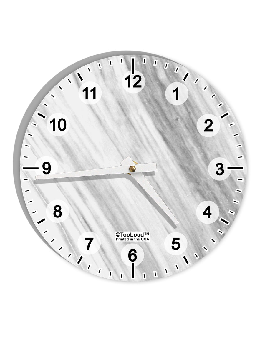 White Marble Pattern 10 InchRound Wall Clock with Numbers All Over Print by TooLoud-Wall Clock-TooLoud-White-Davson Sales